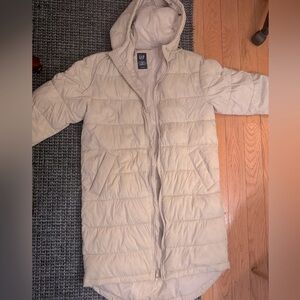 GAP Women's Beige Hooded Puffer Coat